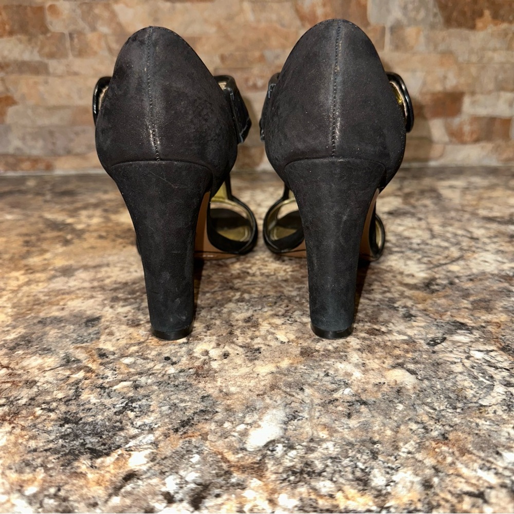 Coach kiss lock Peep Toe Elegant Black Tassel Heels - Picture 3 of 7